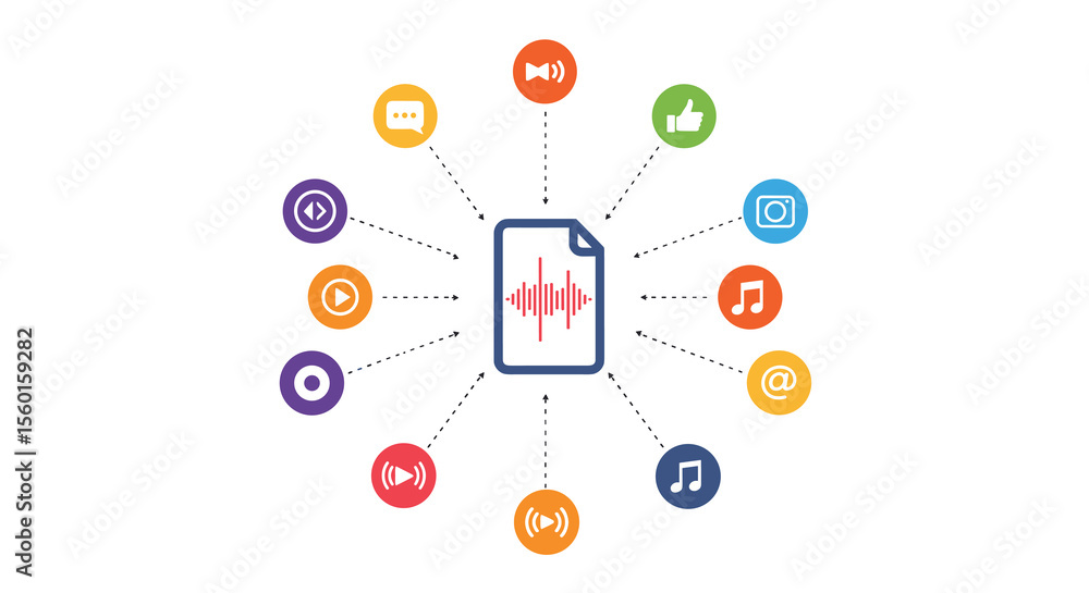 Poster multimedia networking concept vector illustration for digital communication and media design