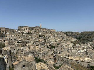 Matera, Italy. Its most distinctive feature is its ancient cave dwellings, known as 