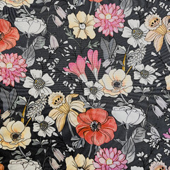Botanical Seamless Pattern with Artistic Floral Design