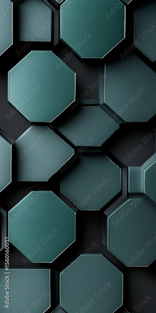 Poster green hexagonal tiles background with stylish textures and abstract geometric pattern design
