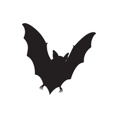 Fototapeta premium Flying bat spread wing icon. Bat icon with full wingspan, suitable for wildlife or vampire motifs.