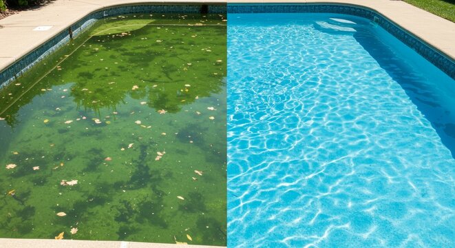 Before and After Comparison of Swimming Pool Cleaning

