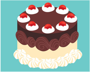 Decadent Chocolate and Vanilla Cake with Cherries