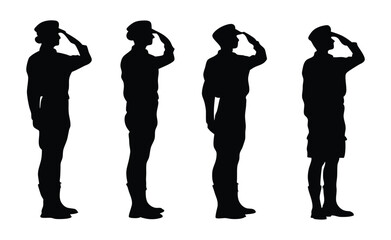 Military Officers Saluting Silhouette Collection