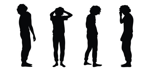 Distressed and Anxious People Silhouette Set