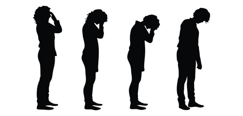 People Experiencing Sadness and Stress Silhouette