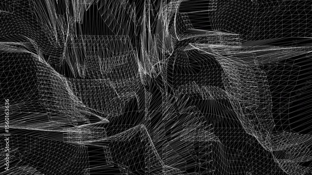 Poster white wireframe textures. computer generated 3d render