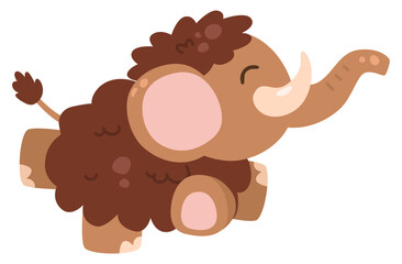 Cute Mammoth Animal Brown Woolly Giant Prehistoric Creature Illustration