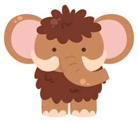 Cute Mammoth Animal Brown Woolly Giant Prehistoric Creature Illustration