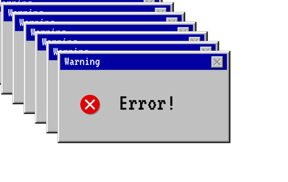Retro system error popup window with pixel warning icon. Vintage style computer alert screen for virus, crash, or old digital interface design mockup