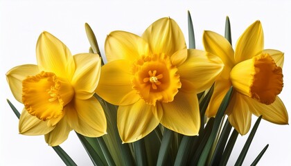 Obraz premium yellow daffodils flowers isolated on white background