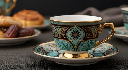 Fototapeta premium Traditional Turkish Tea and Coffee Cup Close-Up