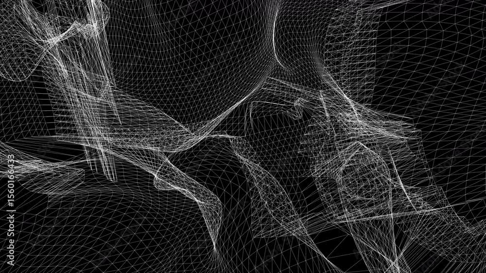 Poster white wireframe textures. computer generated 3d render