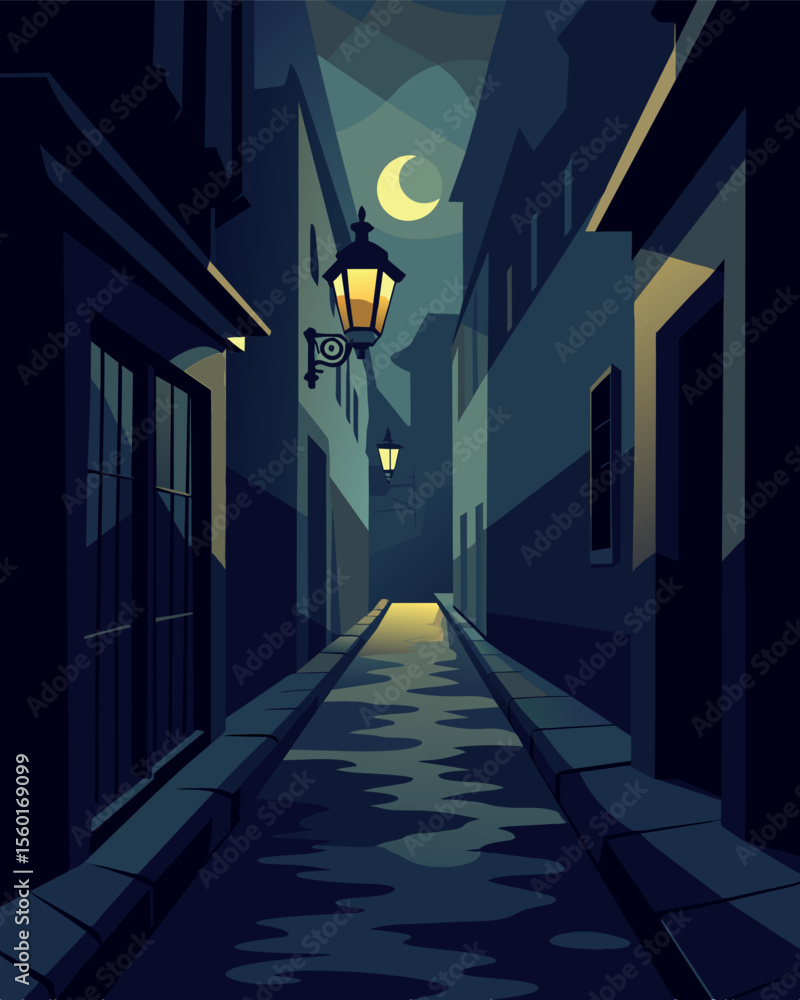 Poster a dimly lit alleyway the faint flicker of a gaslight causing the shadows to dance and distort creati