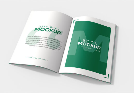 Hardcover & Softcover Open Book Mockup PSD 