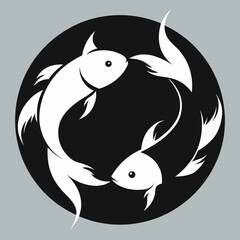 Artistic Circular Koi Fish Silhouette Vector Design