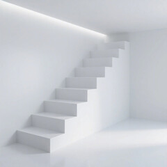 Fototapeta premium Minimal Modern White Staircase in Abstract Interio