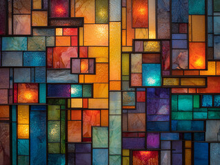 Fototapeta premium Colorful geometric stained glass, abstract and artistic