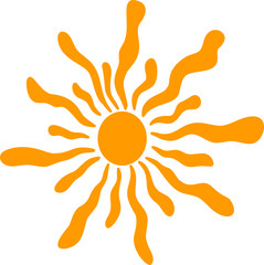 Hand drawn abstract sun retro groovy boho summer elements cartoon doodle 
