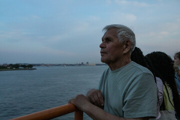 Active Senior Man Traveling  in New York City.  A 75-year-old man explores the streets of New York City, embracing adventure and independence in his golden years.