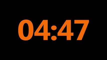 5 minute countdown timer .5 minute stopwatch , analog neon clock icon animation .4K countdown animation, 5 minutes displays a timer counting down minutes - Powered by Adobe