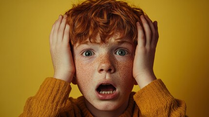 Shocked Boy with Red Hair and Freckles