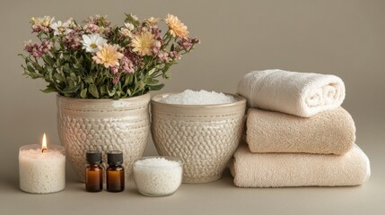 Spa Day Essentials: Relaxing Bath Salts, Towels, and Candles