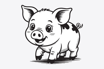 cute pig illustration vector