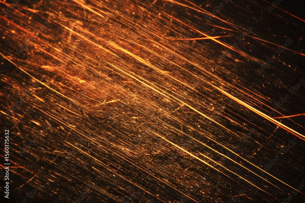 Fototapete a close-up of an orange and black background with streaks of light, creating the illusion that they 