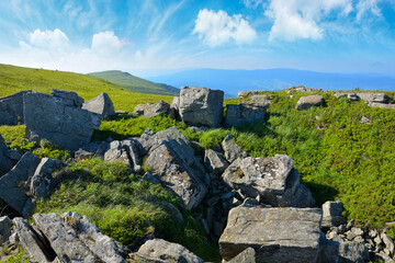 rocks on alps in carpathian mountains. wonderful travel landscape in summer. scenic view with...