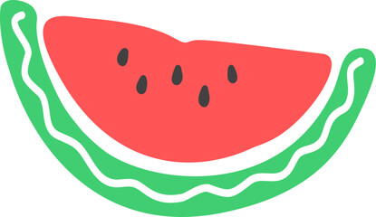 Hand drawn watermelon retro groovy boho summer elements cartoon doodle
