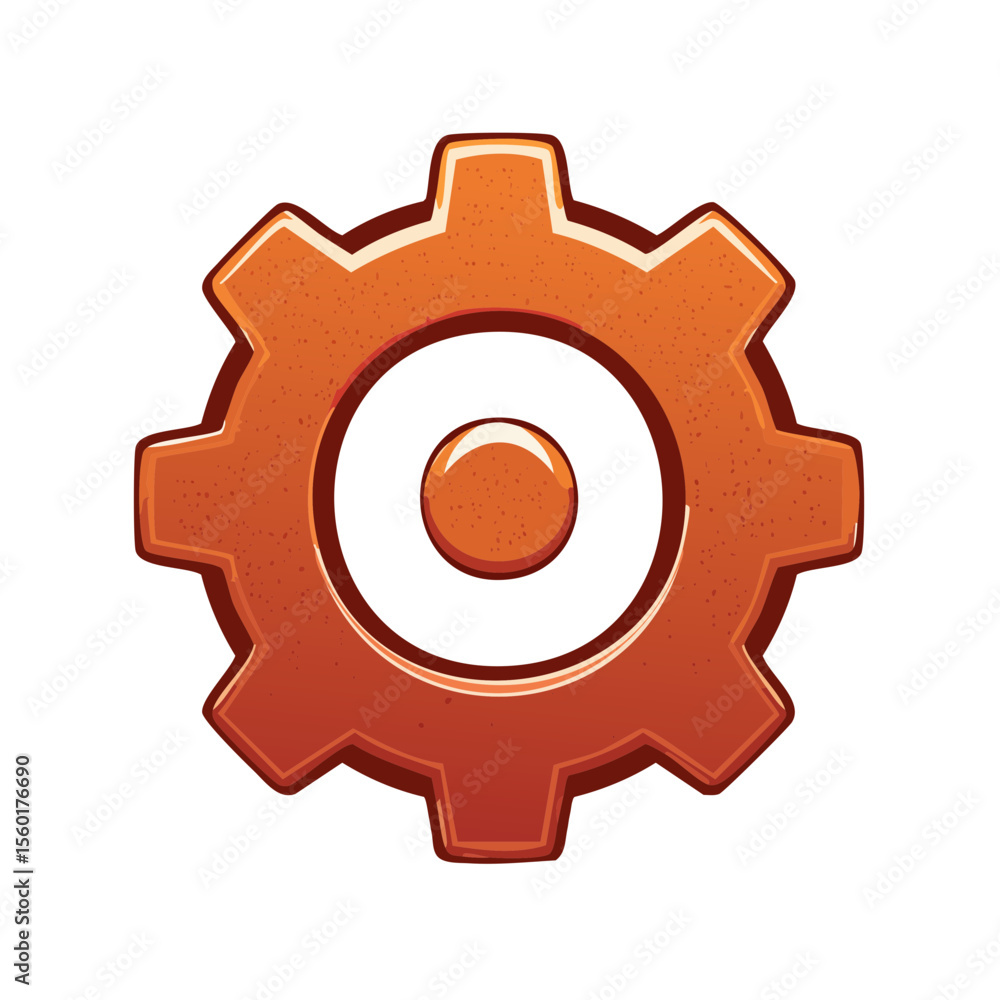 Poster cogwheel illustration on black background representing automation and mechanical technology with sty