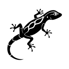 Fototapeta premium Stylized black lizard illustration. Detailed reptile image shows graceful posture and intricate design elements. Perfect lizard graphic for branding, logos, or apparel designs.