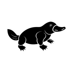 Fototapeta premium Platypus illustration. Monochrome image of Ornithorhynchus anatinus. Detailed platypus silhouette for zoology textbook, wildlife poster, or nature documentary.