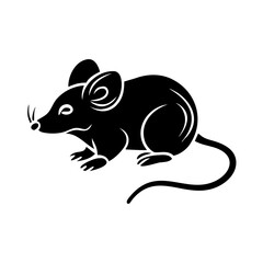 Fototapeta premium Cute house mouse illustration. Simple black silhouette of small rodent. Mouse image perfect for children's books, educational materials, or logo design.
