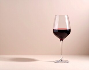 Concepto minimalista de copa de vino sobre fondo neutro. Enología, bebida, alcohol, viñedo, bodega