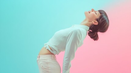 Woman Posing in Pastel Background