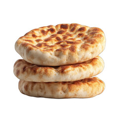 Three round, golden-brown flatbreads stacked