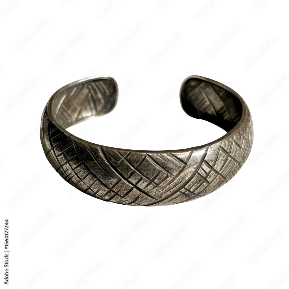 Poster stylish cuff bracelet featuring intricate tire tread patterns, showcasing unique design that blends 