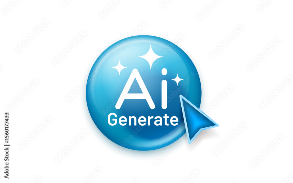 Fototapete button ai generate, call for assistant help, image and text generator. vector illustration