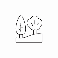 landscape trees hill icon sign vector