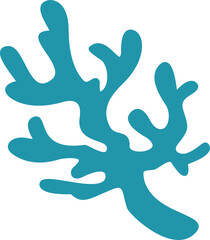 Hand drawn coral silhouette retro groovy boho summer elements cartoon doodle