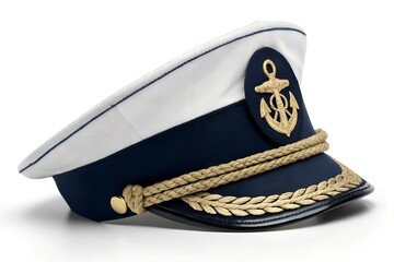 Navy Captain's Hat with Gold Anchor Detail