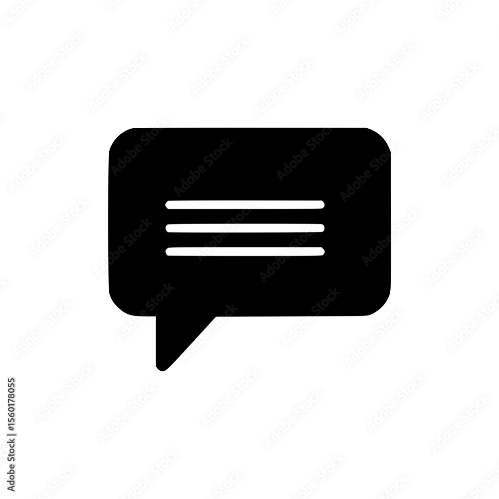 Poster black speech bubble icon with three horizontal lines design