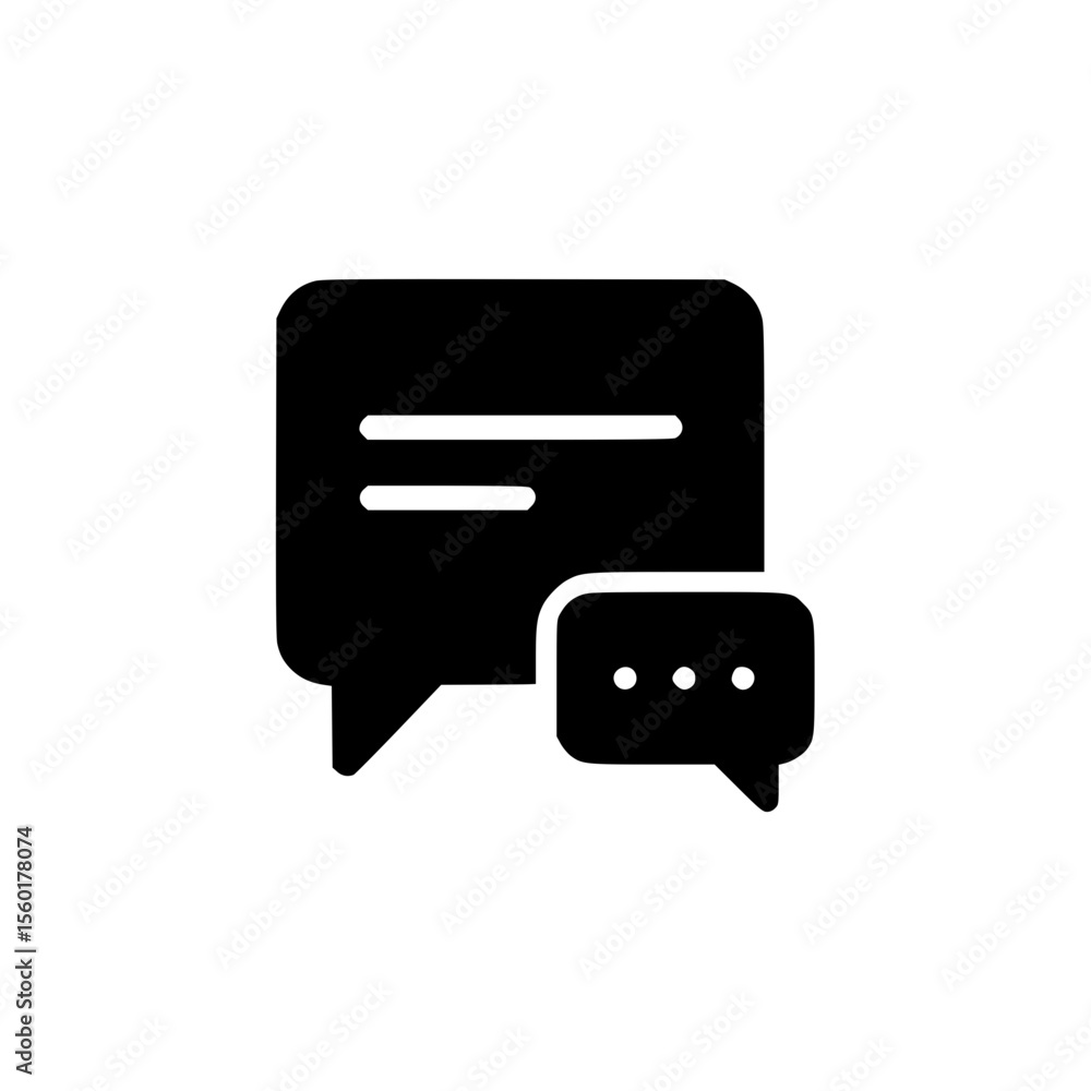 Poster black speech bubble icons representing communication and dialogue