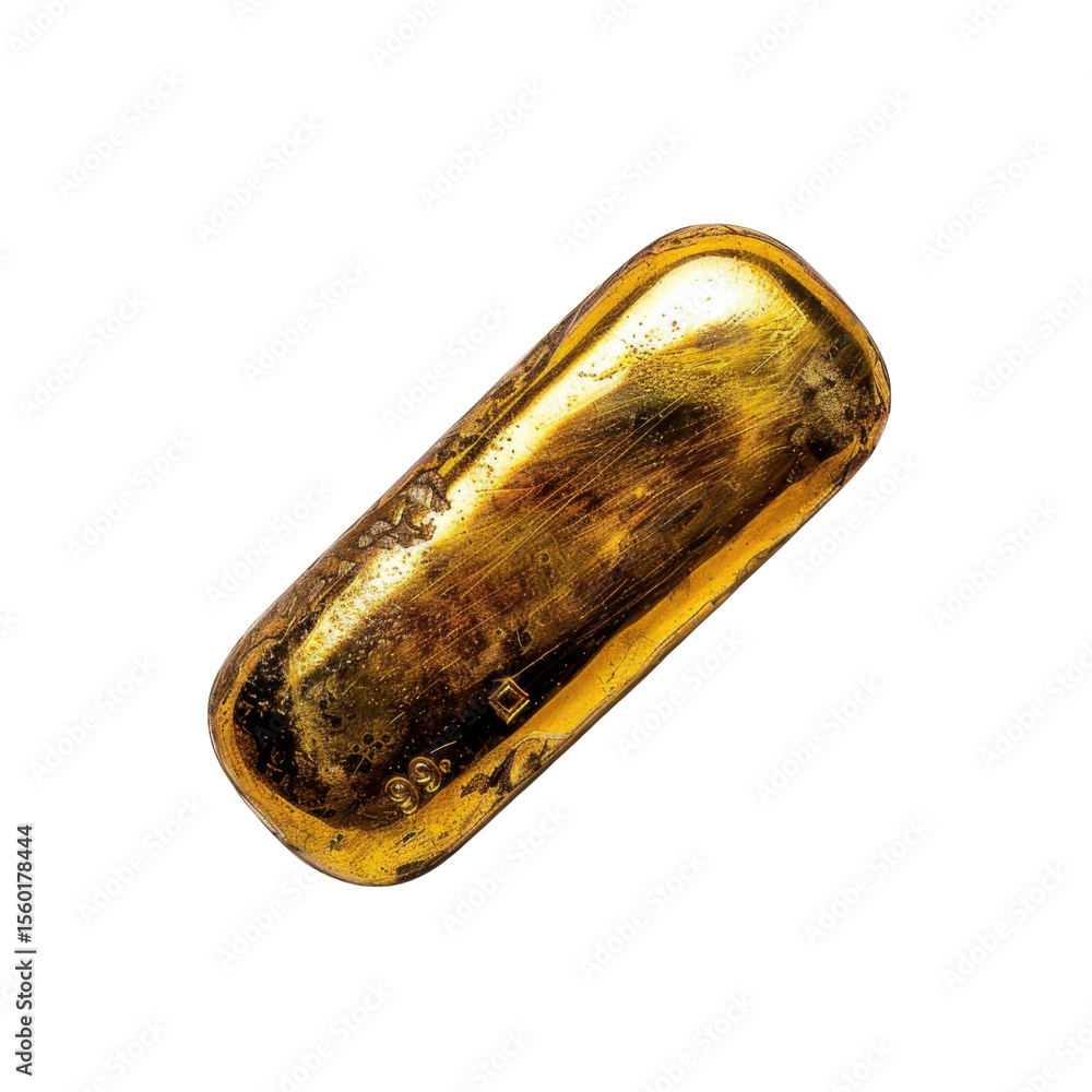 Poster shiny gold bar with textured surface, reflecting light and showcasing its metallic luster. bar has r