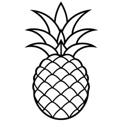 Pineapple Fruit Line Vector