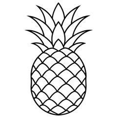Pineapple Fruit Line Vector