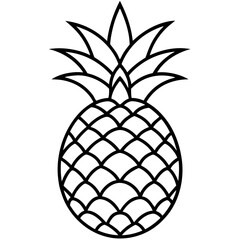 Pineapple Fruit Line Vector