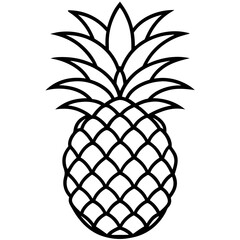 Pineapple Fruit Line Vector